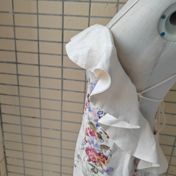 zimmermann Soft orange floral-patterned cotton mid-length dress - Picture 3 of 11